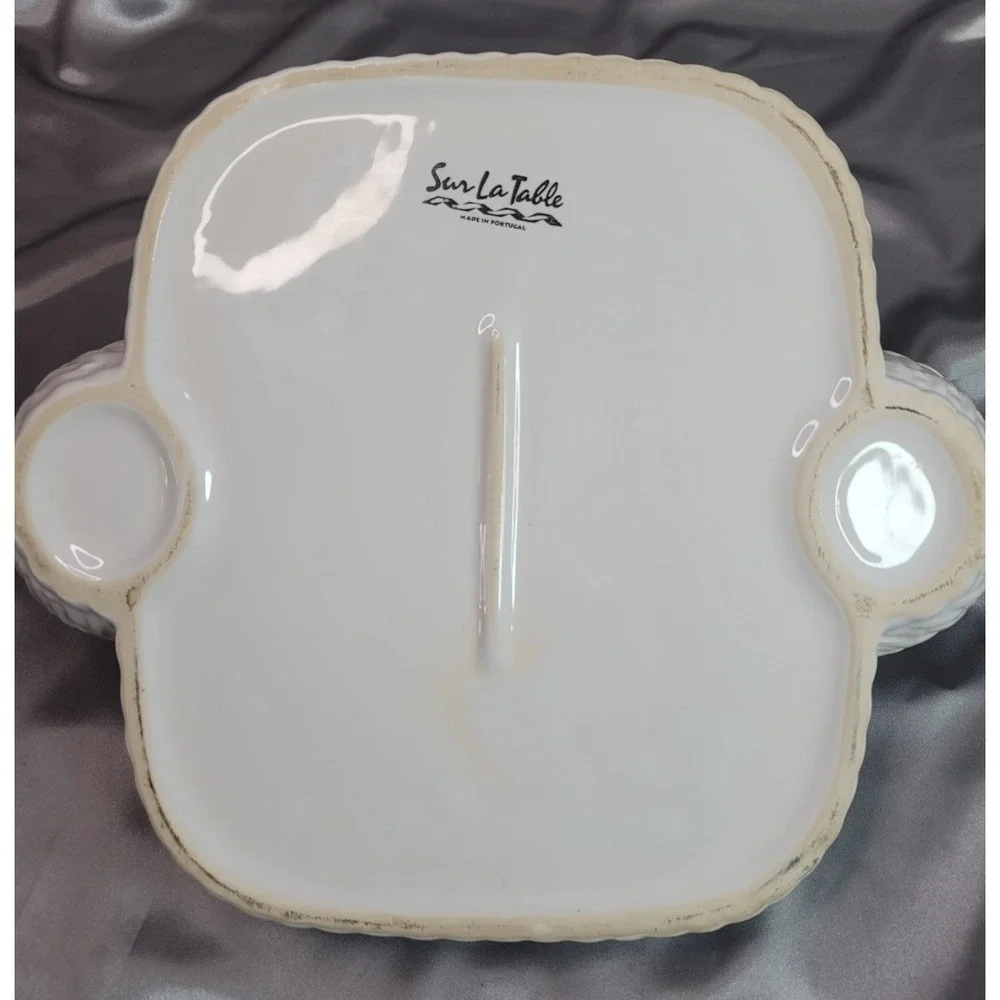 Sur La Table Portugal Ceramic Strawberry Basket Server Set w/ Tray & Cups White